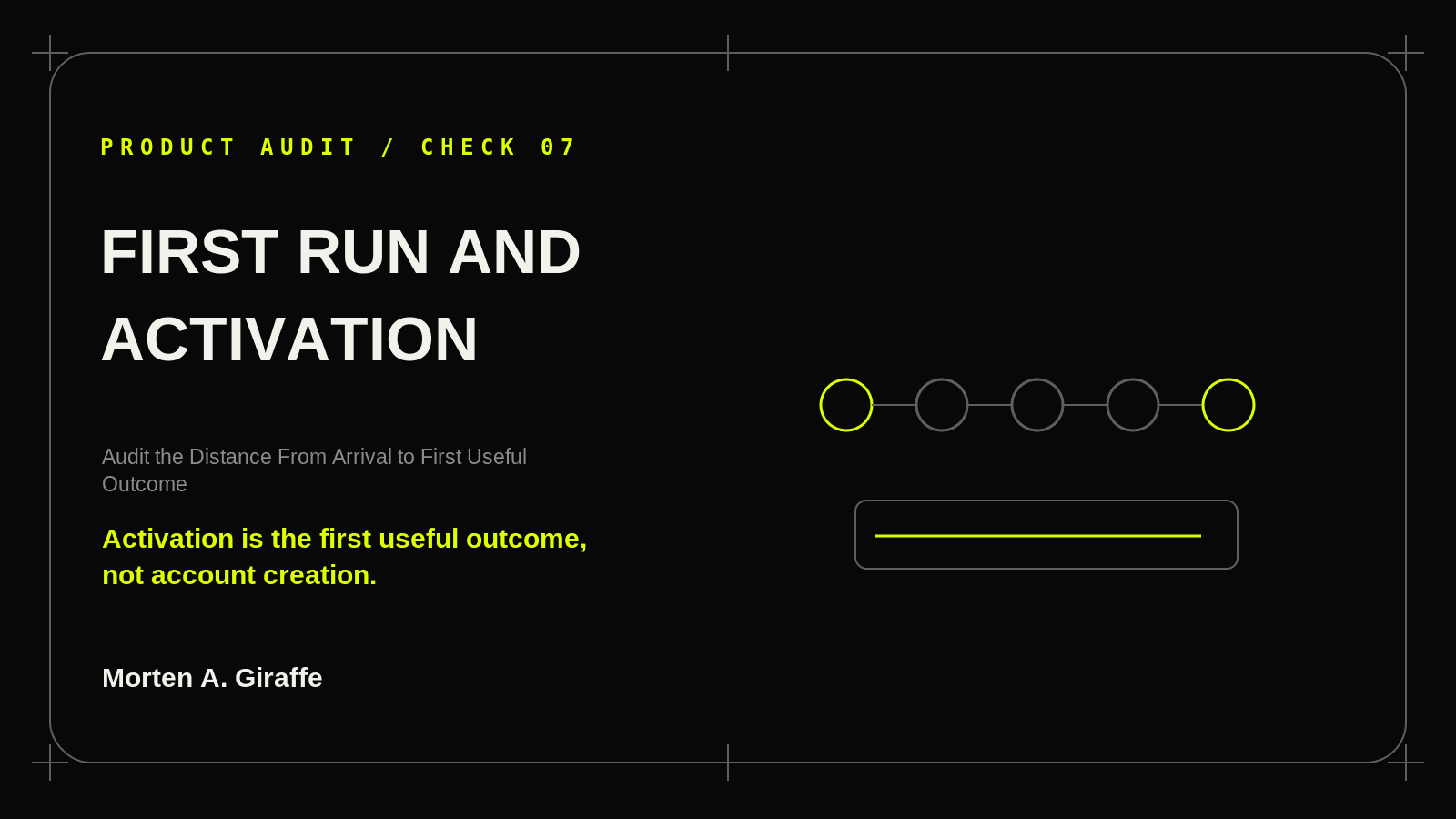 Product Audit Check 07 illustration for first run and activation, using a simplified technical system diagram.