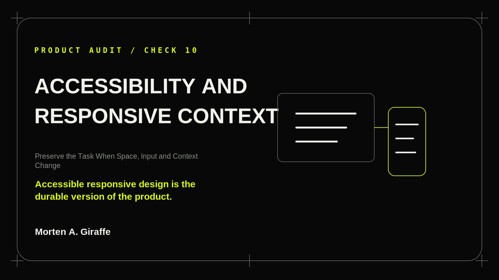 Product Audit Check 10 illustration for accessibility and responsive context, using a simplified technical system diagram.